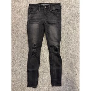 American Eagle Outfitters Jeans Womens 4 Regular Black Super Stretch Ripped